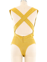 Alaia Gold Knit Bodysuit Top arcadeshops.com