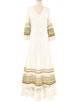 Giorgio di Sant'Angelo Rainbow Trimmed Lace Dress Dress arcadeshops.com