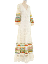 Giorgio di Sant'Angelo Rainbow Trimmed Lace Dress Dress arcadeshops.com