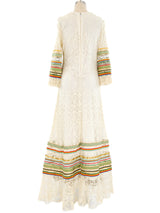 Giorgio di Sant'Angelo Rainbow Trimmed Lace Dress Dress arcadeshops.com