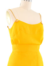 1970's Salvatore Ferragamo Yellow Chain Accented Skirt Ensemble Suit arcadeshops.com