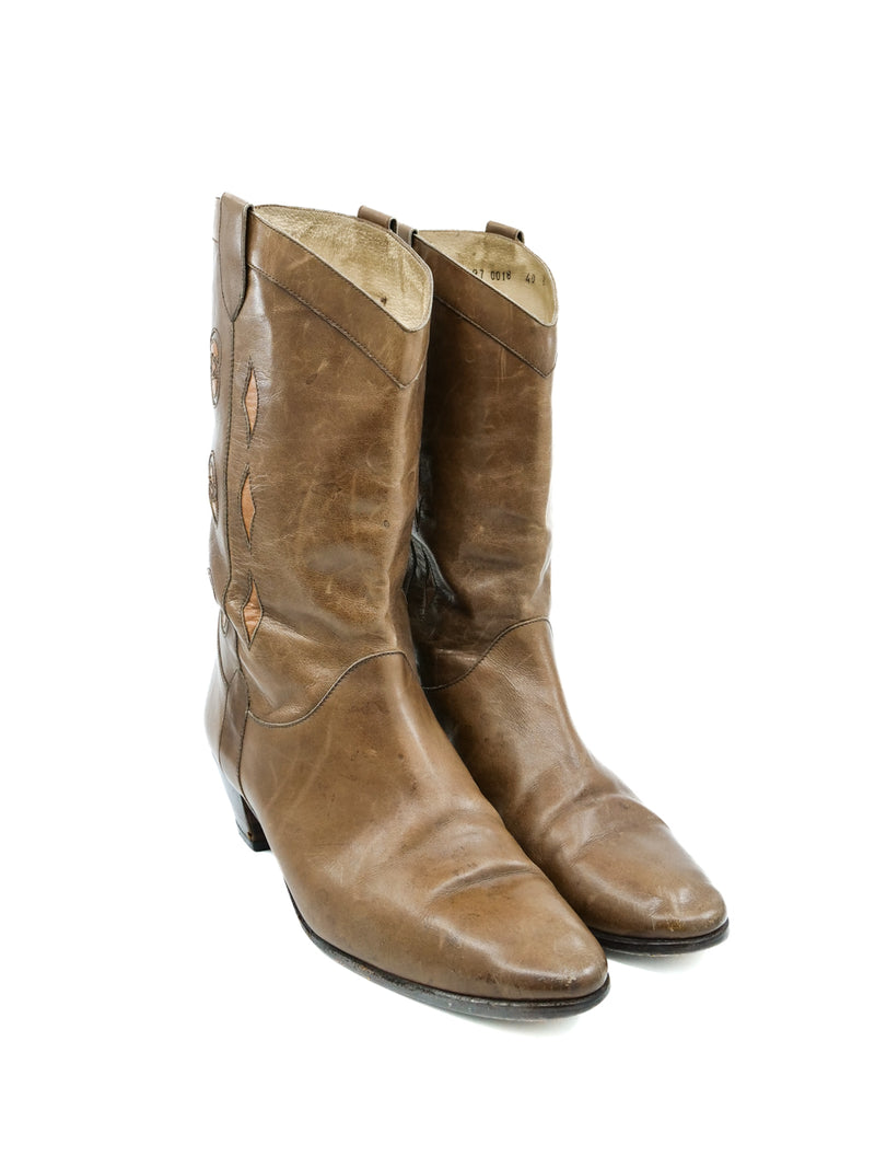 Gucci Brown Leather Western Boots, 40 Accessory arcadeshops.com