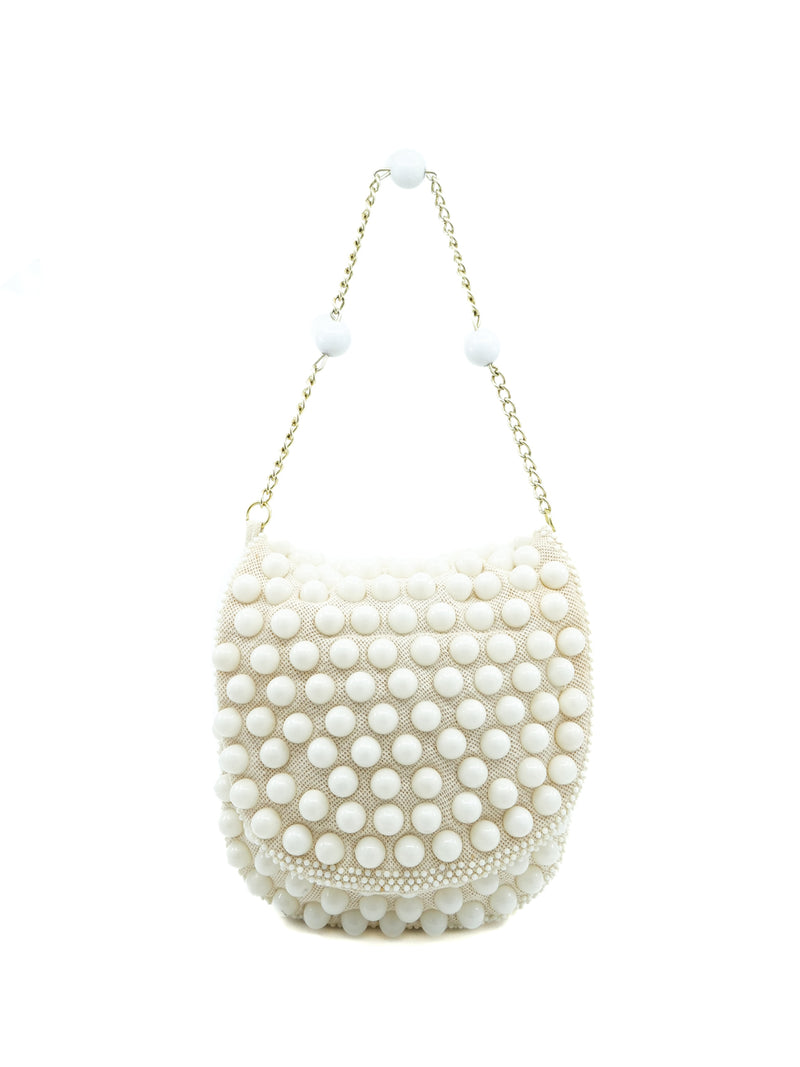 1960's Ivory Gumball Beaded Bag Accessory arcadeshops.com