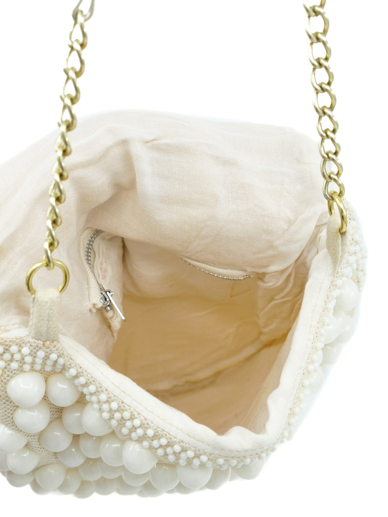1960's Ivory Gumball Beaded Bag Accessory arcadeshops.com