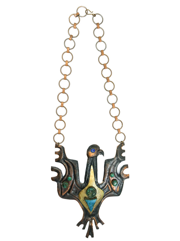 Mixed Metal Firebird Breastplate Necklace Accessory arcadeshops.com