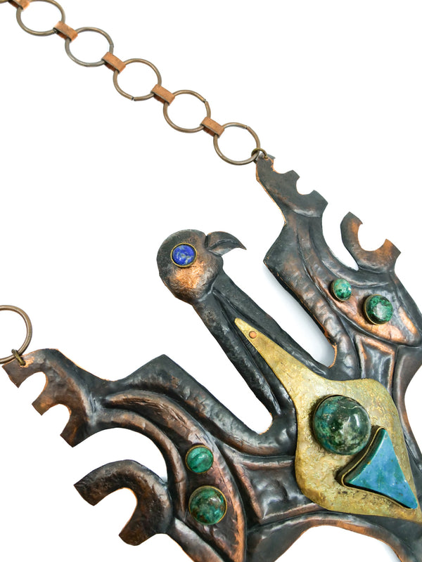Mixed Metal Firebird Breastplate Necklace Accessory arcadeshops.com
