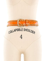 Anne Klein Studded Orange Leather Belt Accessory arcadeshops.com