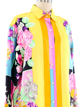 Leonard Paris Floral Printed Silk Blouse Top arcadeshops.com