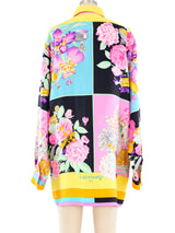 Leonard Paris Floral Printed Silk Blouse Top arcadeshops.com