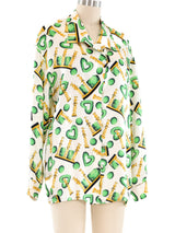 Escada Topiary Printed Silk Blouse Top arcadeshops.com