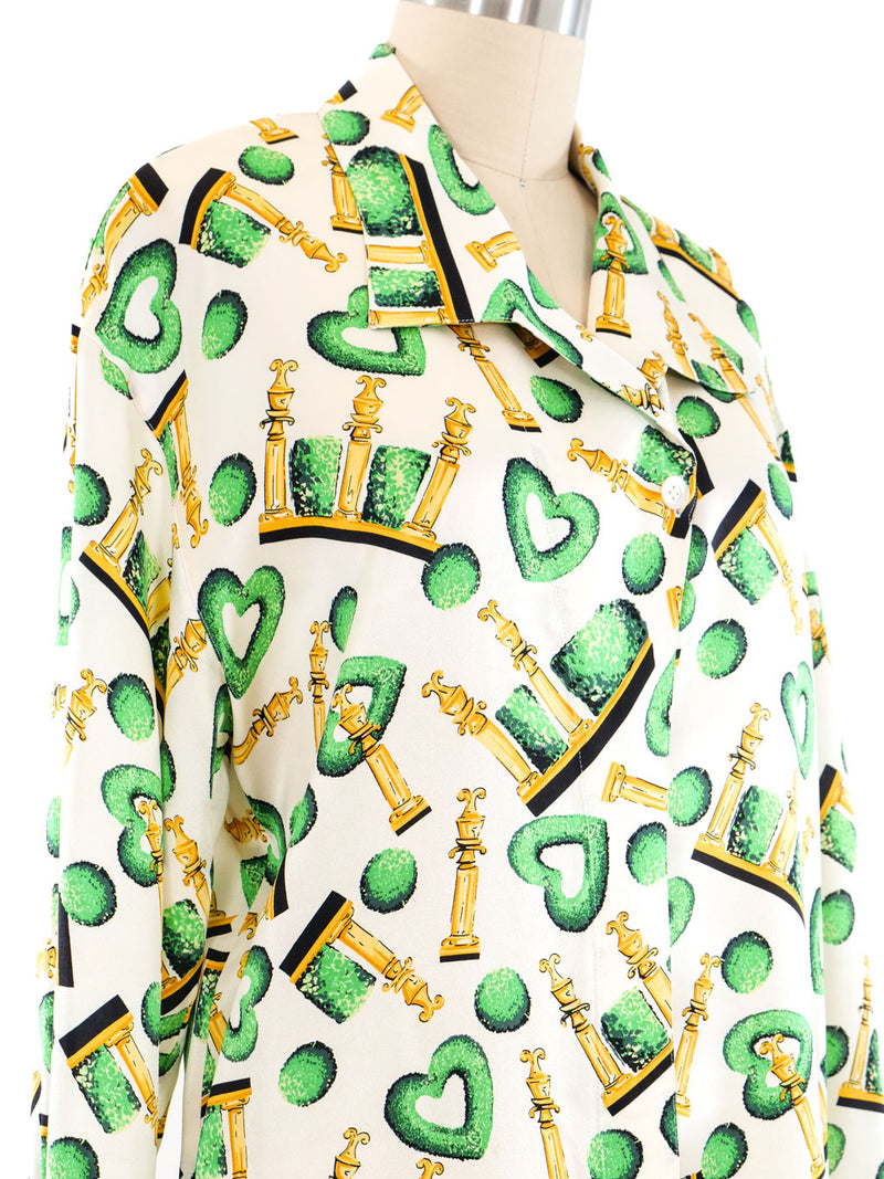 Escada Topiary Printed Silk Blouse Top arcadeshops.com