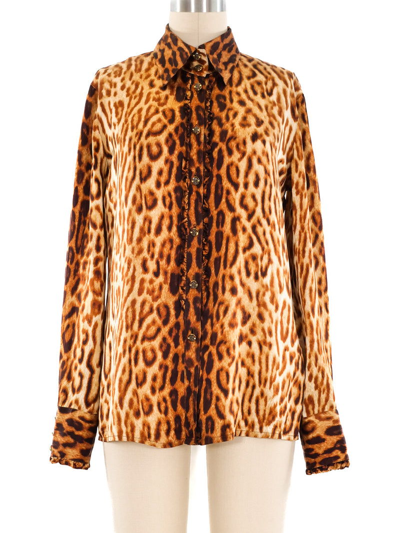 Escada Leopard Printed Silk Blouse Top arcadeshops.com