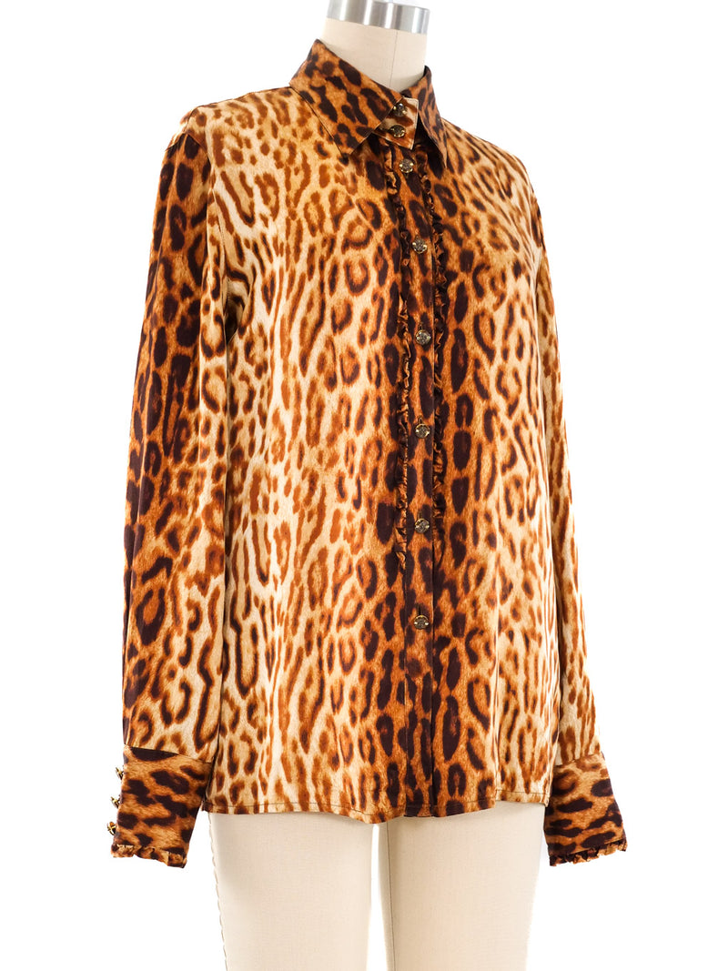 Escada Leopard Printed Silk Blouse Top arcadeshops.com