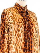 Escada Leopard Printed Silk Blouse Top arcadeshops.com