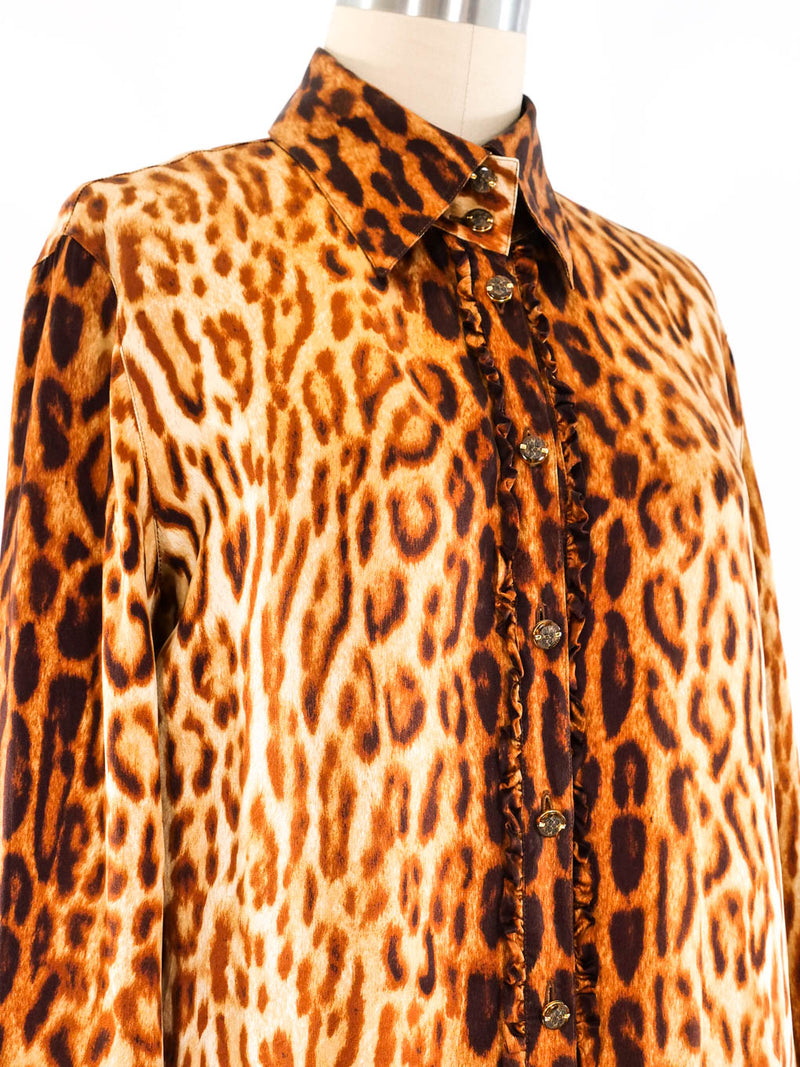 Escada Leopard Printed Silk Blouse Top arcadeshops.com