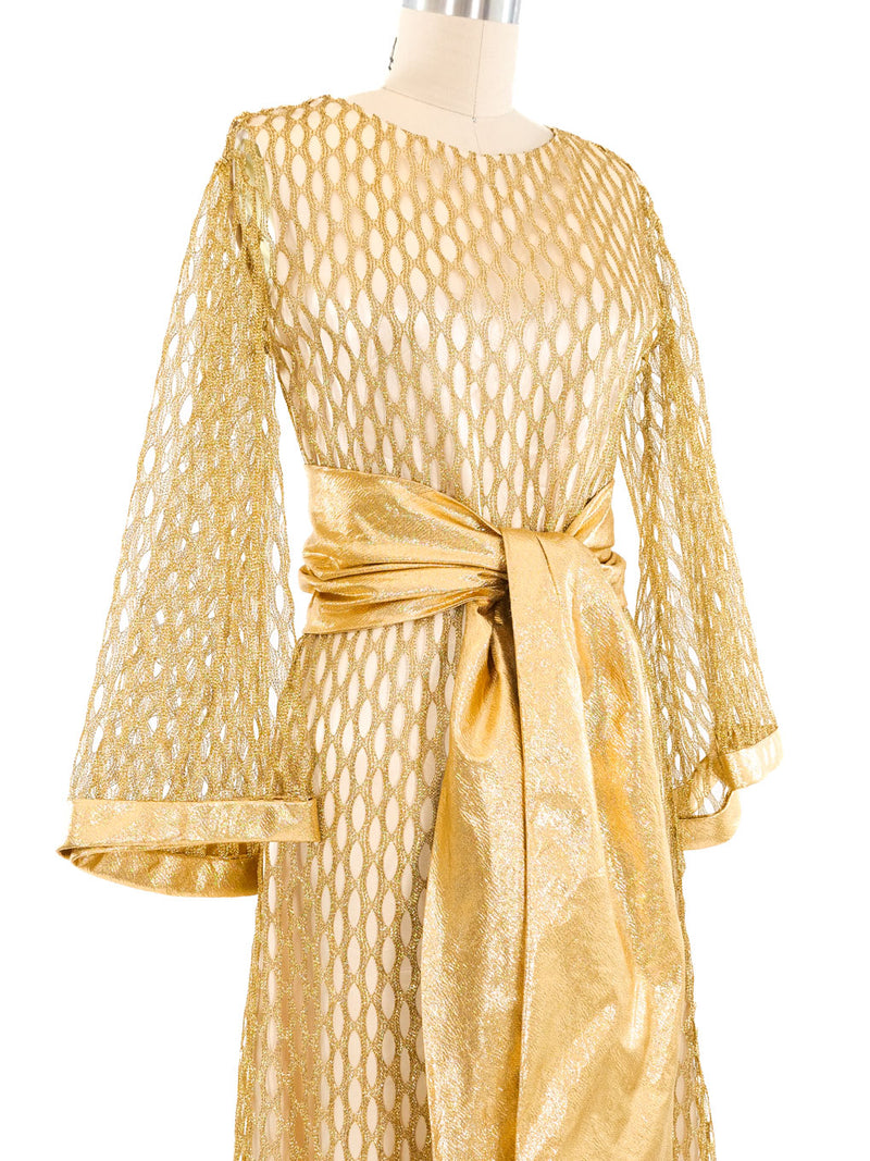 Metallic Gold Caged Jumpsuit Dress arcadeshops.com