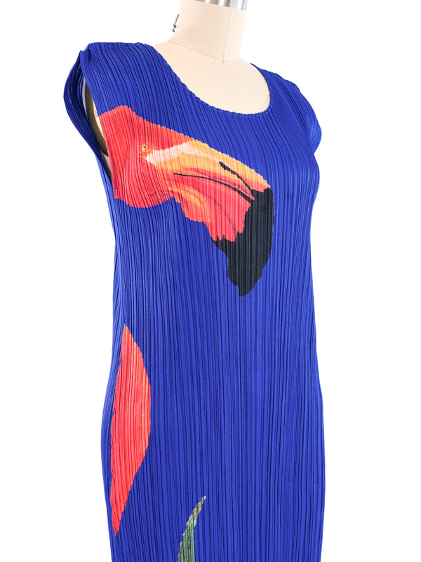 Issey Miyake Flamingo Printed Plisse Dress Dress arcadeshops.com