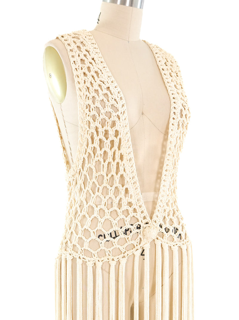 1970's Fringed Crochet Vest Jacket arcadeshops.com