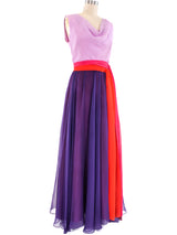 1960's Colorblock Chiffon Gown Dress arcadeshops.com