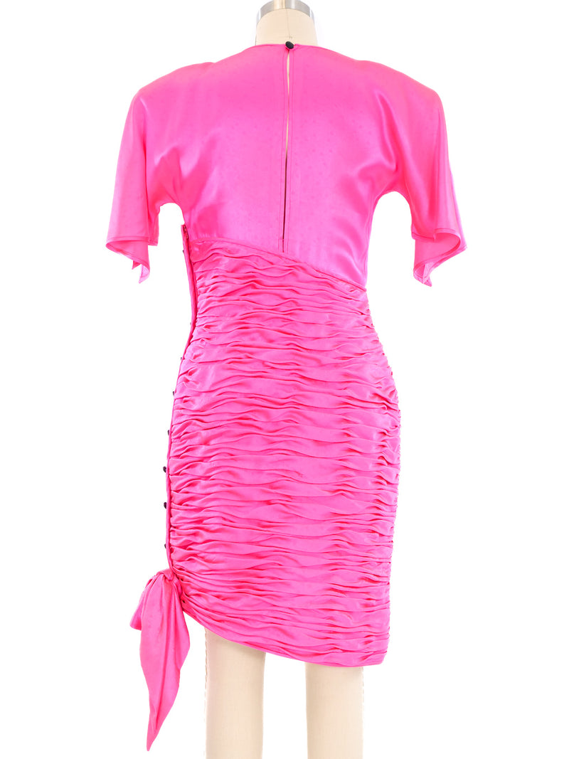 Ungaro Fuchsia Ruched Silk Dress Dress arcadeshops.com