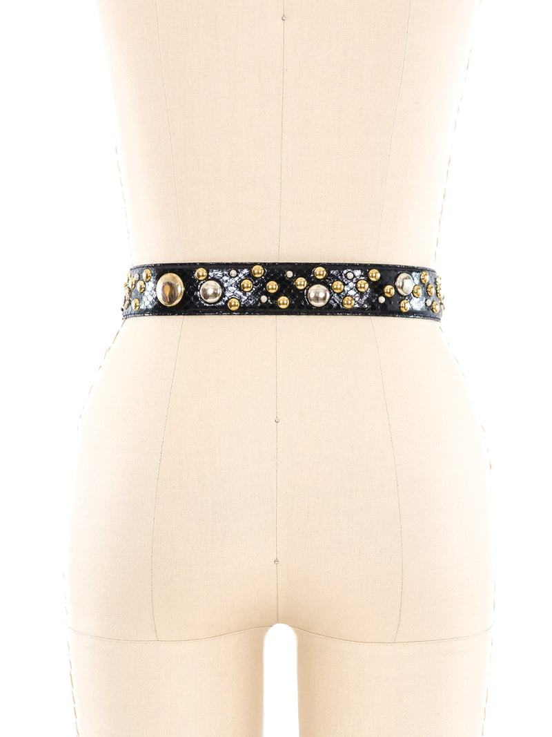 Studded Black Snakeskin Belt Accessory arcadeshops.com