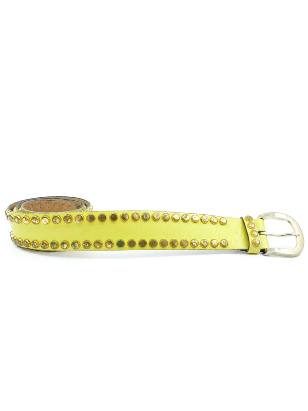 Anne Klein Studded Yellow Leather Belt Accessory arcadeshops.com