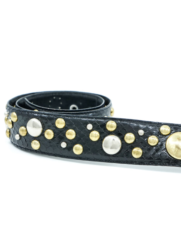Studded Black Snakeskin Belt Accessory arcadeshops.com