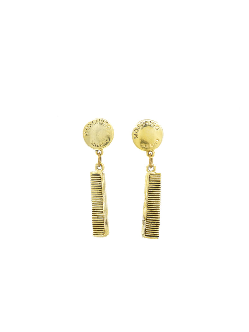 Moschino Goldtone Comb Earrings Jewelry arcadeshops.com