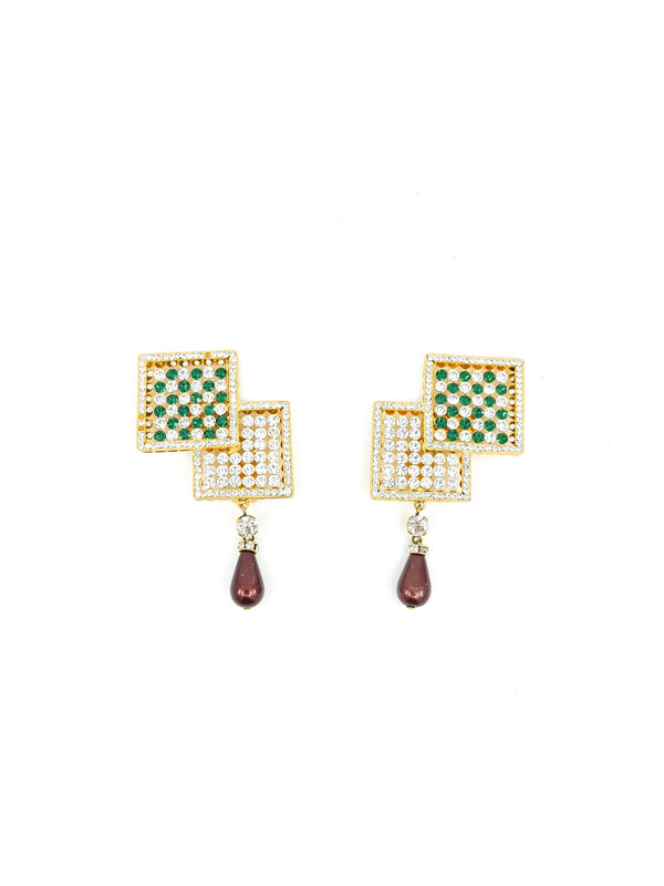 Valentino Rhinestone Accented Pearl Drop Earrings Jewelry arcadeshops.com