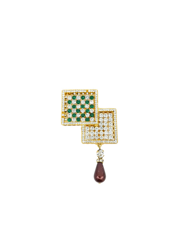 Valentino Rhinestone Accented Pearl Drop Earrings Jewelry arcadeshops.com