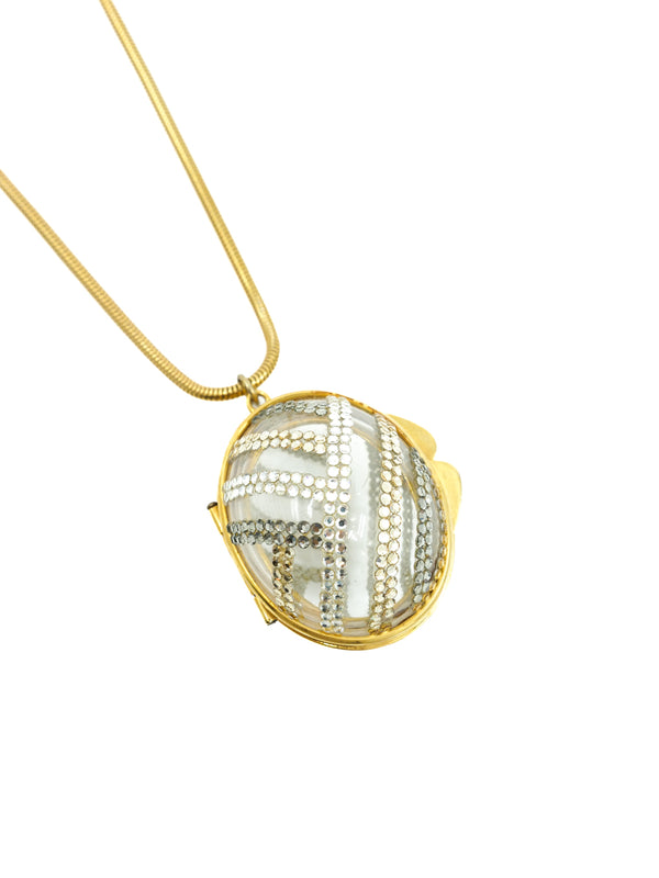 Judith Leiber Crystal Accented Locket Pendant Necklace Jewelry arcadeshops.com
