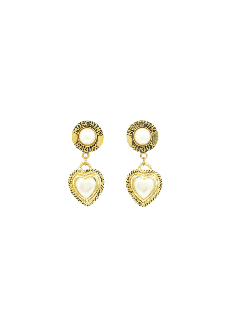 Moschino Pearl Heart Earrings Jewelry arcadeshops.com