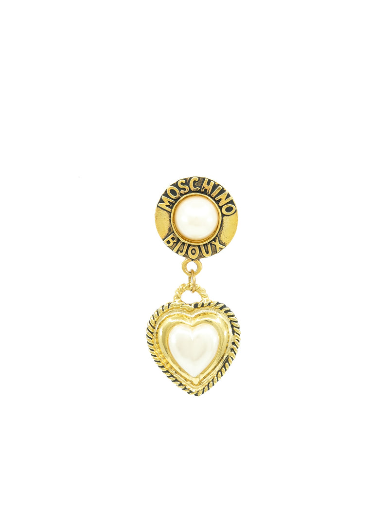 Moschino Pearl Heart Earrings Jewelry arcadeshops.com