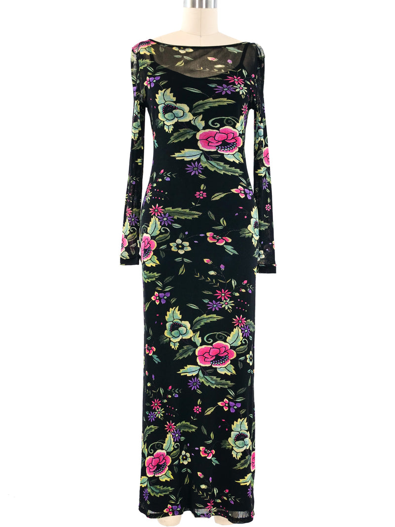 Vivienne Tam Floral Mesh Maxi Dress Dress arcadeshops.com