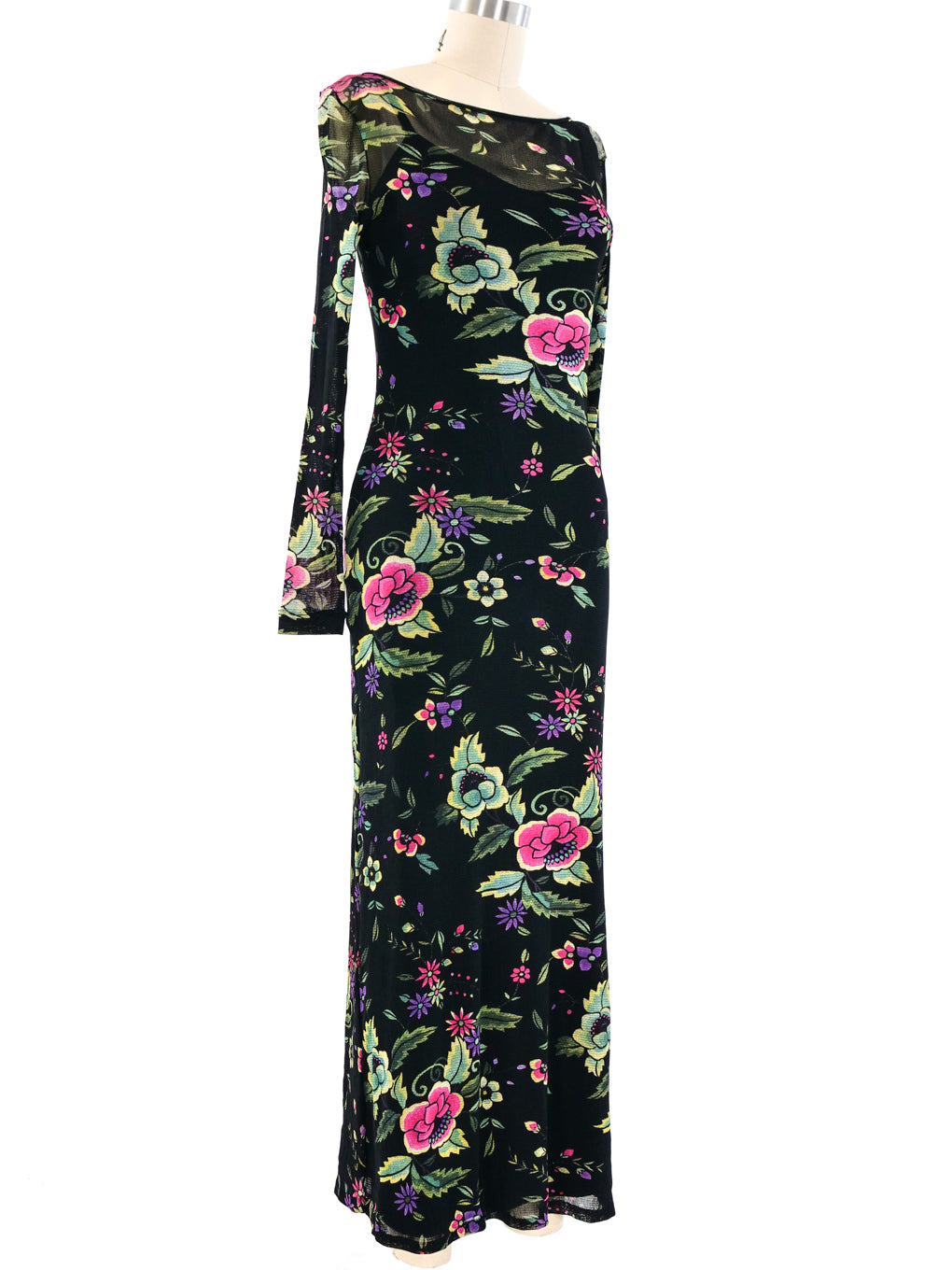 Vivienne Tam Floral Mesh Maxi Dress