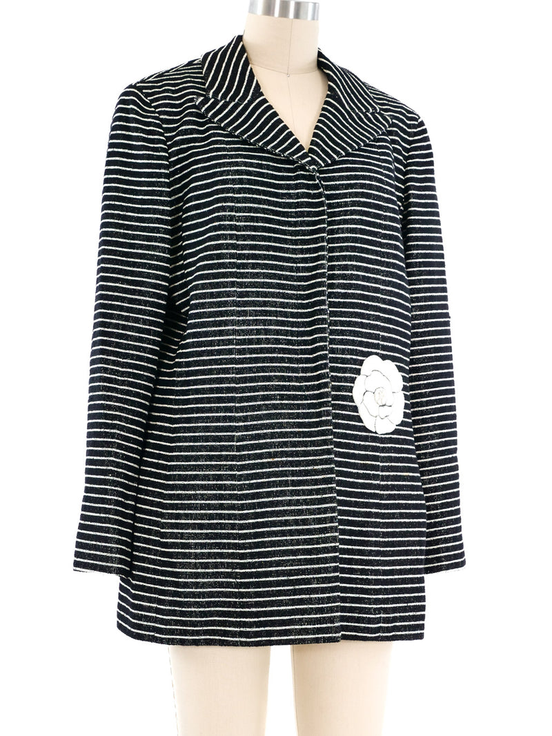 Chanel Striped Camelia Jacket Jacket arcadeshops.com