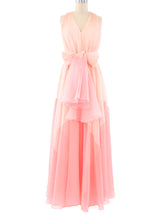 Colorblock Pleated Chiffon Gown Dress arcadeshops.com