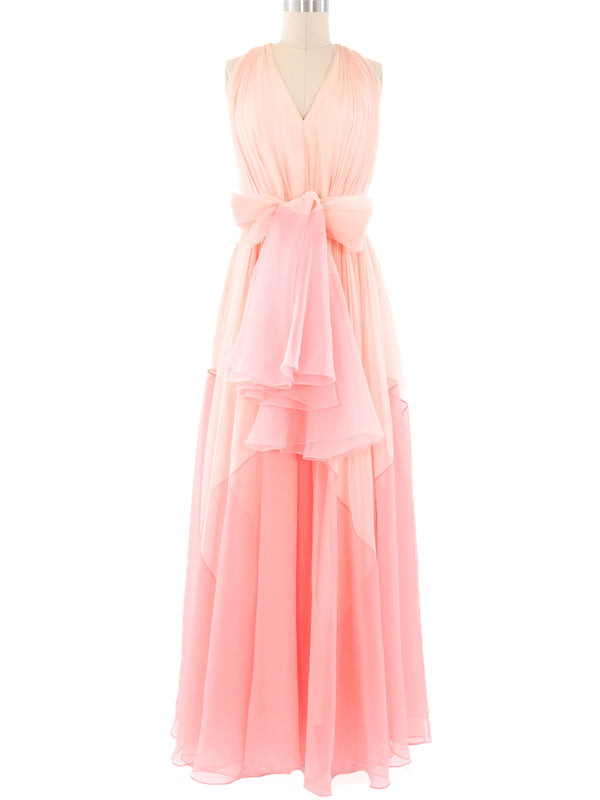 Colorblock Pleated Chiffon Gown Dress arcadeshops.com