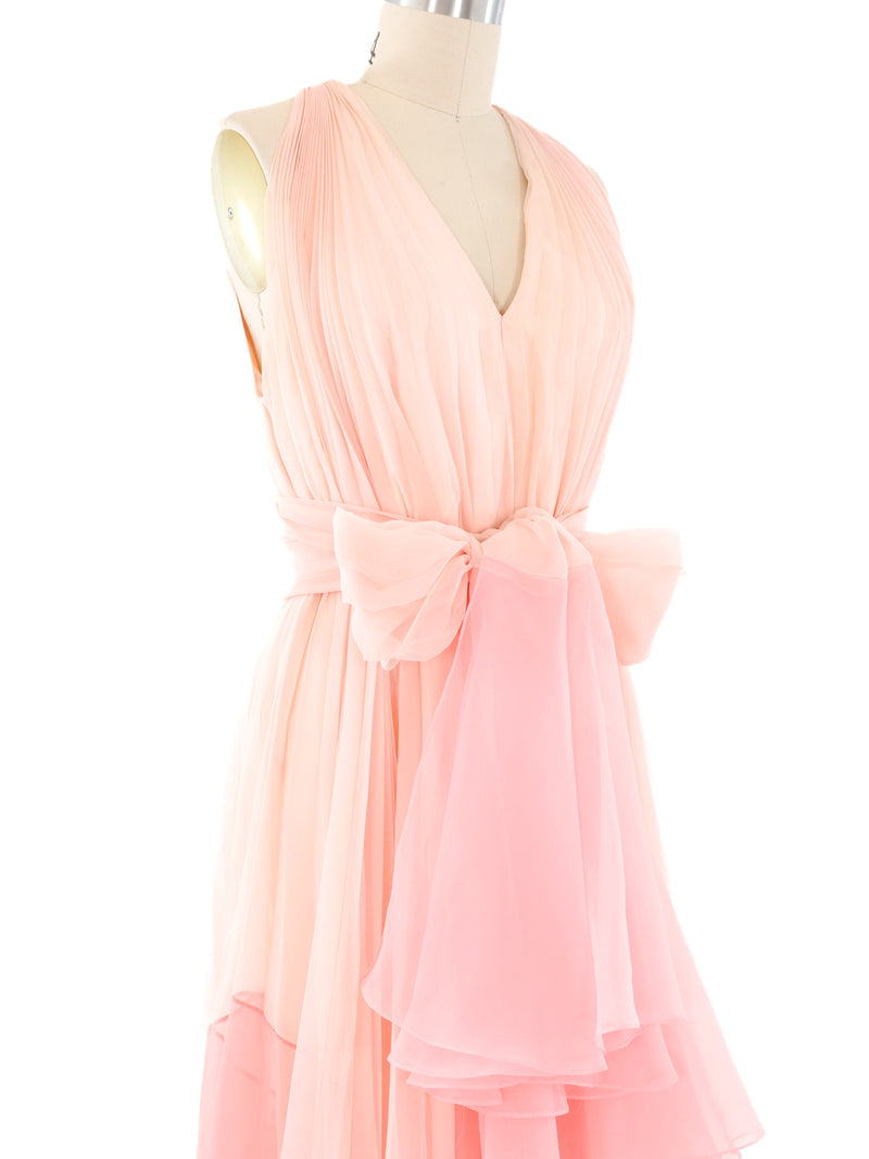Colorblock Pleated Chiffon Gown Dress arcadeshops.com