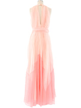 Colorblock Pleated Chiffon Gown Dress arcadeshops.com