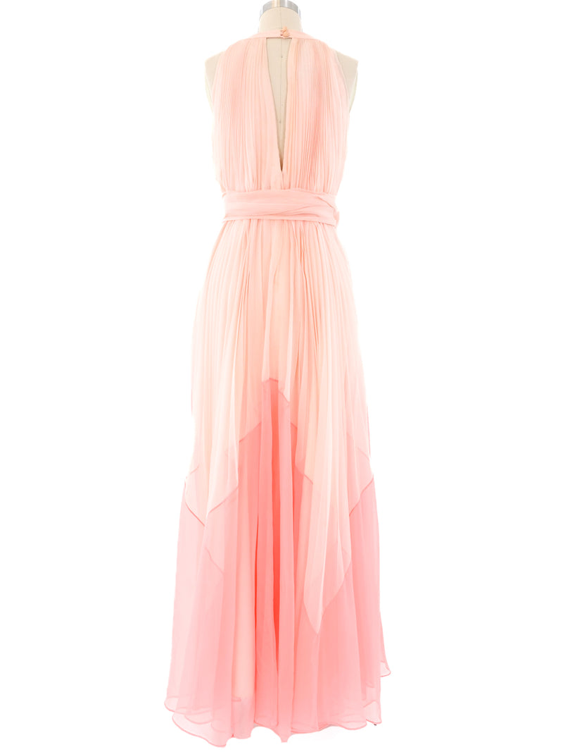 Colorblock Pleated Chiffon Gown Dress arcadeshops.com