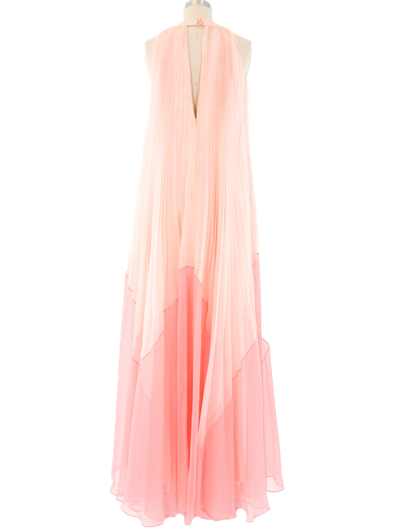 Colorblock Pleated Chiffon Gown Dress arcadeshops.com