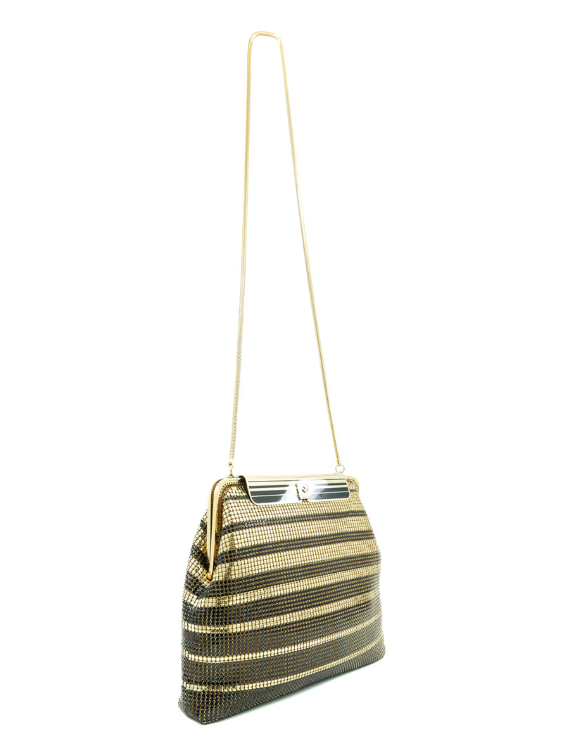 Pierre Cardin Striped Metal Mesh Evening Bag Accessory arcadeshops.com