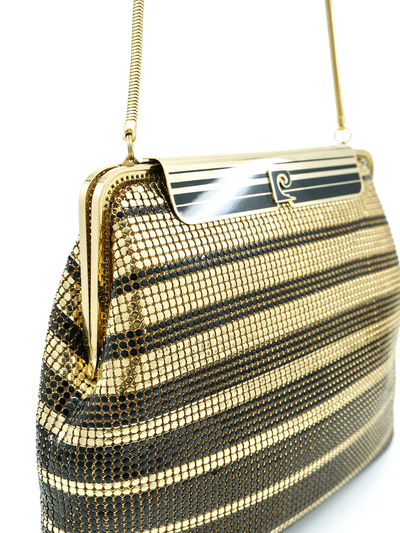 Pierre Cardin Striped Metal Mesh Evening Bag Accessory arcadeshops.com