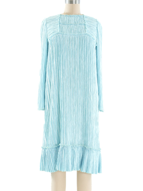 Mary McFadden Ice Blue Pleated Dress Dress arcadeshops.com