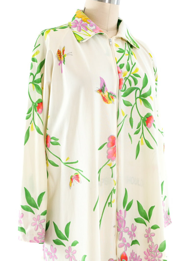 1970's Floral Zip Front Caftan Dress arcadeshops.com