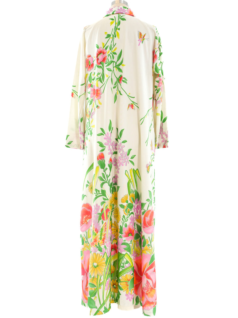 1970's Floral Zip Front Caftan Dress arcadeshops.com