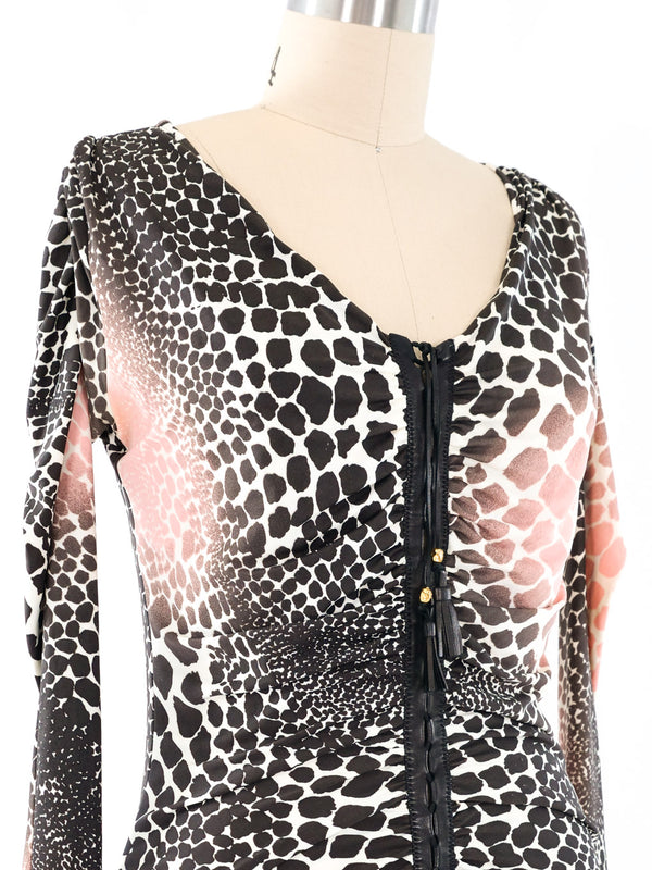 Roberto Cavalli Animal Printed Zip Lace Up Top Top arcadeshops.com