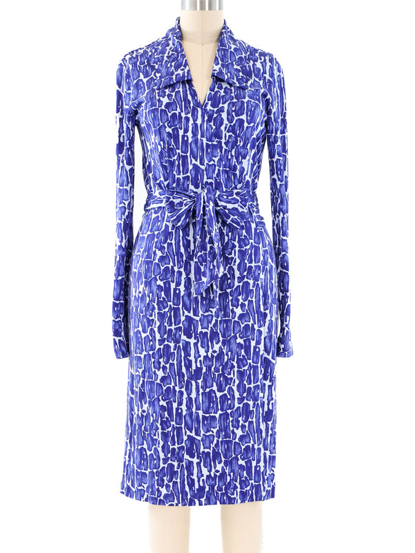 Diane Von Furstenberg Indigo Mosaic Printed Wrap Dress Dress arcadeshops.com
