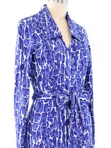 Diane Von Furstenberg Indigo Mosaic Printed Wrap Dress Dress arcadeshops.com